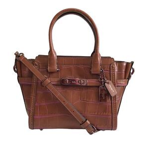 Coach Swagger 21 Min Bag Croc Embossed Leather Crossbody Shoulder Bag